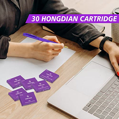 Asvine Hongdian Fountain Pen Purple Ink Cartridges, Set of 30 Refill Ink Cartridges, 3.4 mm Bore Diameter - color: Purple