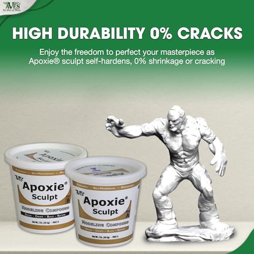 Aves Apoxie Sculpt - 2 Part Modeling Compound (A & B) - 4 Pound, Apoxie Sculpt for Sculpting, Modeling, Filling, Repairing, Easy to Use Self Hardening Modeling Compound – Natural