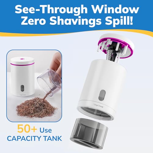 Electric Pencil Sharpener, Fully Automatic Pencil Sharpener with Auto In and Out, Rechargeable and Hands-Free for Standard 6-8mm Pencils, Perfect for Classroom and Home Use (White and Pink) - color: White & Pink