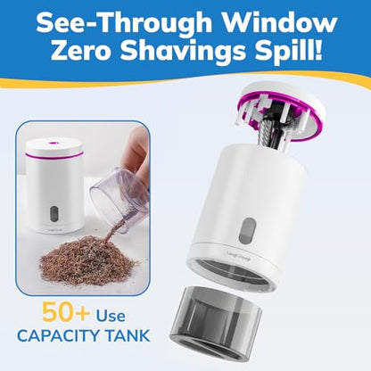 Electric Pencil Sharpener, Fully Automatic Pencil Sharpener with Auto In and Out, Rechargeable and Hands-Free for Standard 6-8mm Pencils, Perfect for Classroom and Home Use (White and Pink) - color: White & Pink