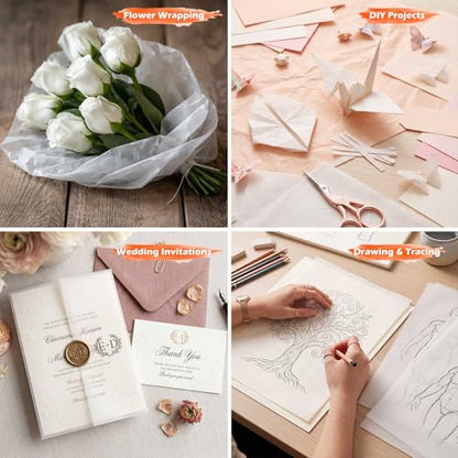 Epakh Tracing Paper 120 Sheets, 12 x 12 Inch Transparent Drawing Paper for Tracing Pads for Pencil Sketching Drawing DIY Crafts Painting Wax Printing Calligraphy Ink Markers - size: 12 x 12 Inch