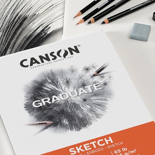 Canson Graduate Sketch Pad, Foldover, 9x12 inch, 40 Sheets | Artist Paper for Adults and Students - Drawing, Sketching and Art Journaling - size: 9x12 inch