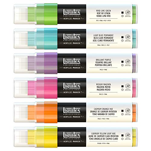 Liquitex Professional Paint Marker Set, 6 Piece, Vibrants - style: Vibrants Wide 6 Set