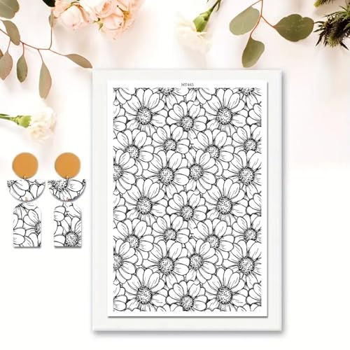 10 Pcs Sunflowers Clay Transfer Paper for DIY Art Crafts, Linear Sunflower Water Polymer Clay Transfer Sheets Transfer Paper for Polymer Clay Jewelry Earrings Making Supplies 5.82X3.93" - color: Sunflowers