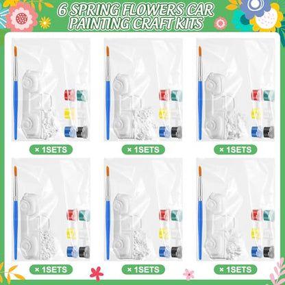 JellyArch 6 Set Ceramic Painting Kit DIY Ceramic Truck with Flowers Crafts Include Lavender, Daisy, Daffodil, Rose, Tulip, Sunflower Statues Brush and Bag for Adult Holiday Birthday Party Decor - style: Spring