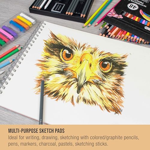 U.S. Art Supply 11"x14" Top Spiral Bound Sketch Book, 2 Pack, 100 Sheets Each, 60lb (100gsm), Acid-Free, Artist Sketchbook, Drawing Pad for Adults & Students - size: 11-x-14-inch