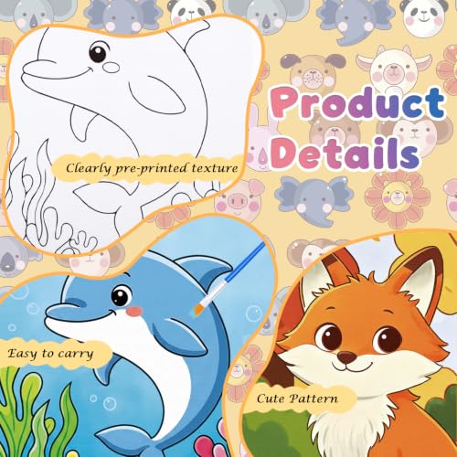 Anseal 12 Packs Pre Drawn Canvas to Paint, 5" X 7" Cute Animals Pre Printed Canvas for Painting, Pre Stretched Canvas Outline Painting Boards for Party Favor - style: Animals