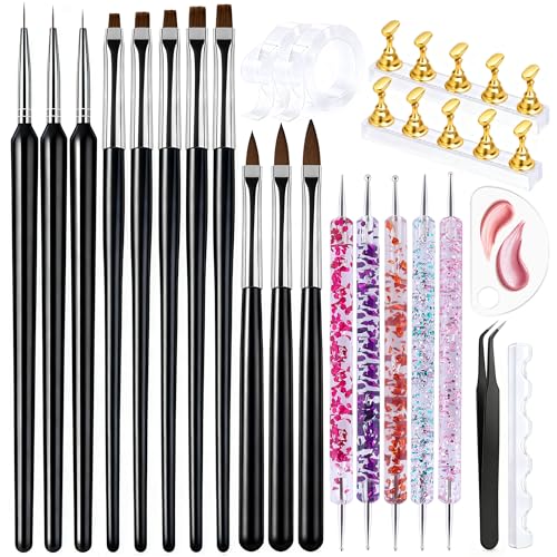 Artdone Nail Dotting Tools Art Brushes Kit With Nail Stand Gel Polish | Design Pen For Nail Drawing And Nail Paint Small Detail supplies - color: Nail dotting tool brushes and stands kit