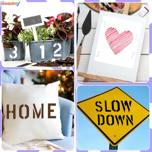 6 Inch 42 Pcs Reusable Letter Number Symbol Stencils, Plastic Painting Templates for Wood Wall Fabric Rock Chalkboard Signage School Door Porch DIY Art Craft Decoration Projects - size: 6 inch（White）