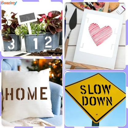 6 Inch 42 Pcs Reusable Letter Number Symbol Stencils, Plastic Painting Templates for Wood Wall Fabric Rock Chalkboard Signage School Door Porch DIY Art Craft Decoration Projects - size: 6 inch（White）