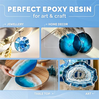 CRAFT RESIN 1 Gallon Crystal Clear Epoxy Resin Kit with Pumps - Food Safe & UV Resistant for DIY Art, Wood, Jewelry Making, Coasters, Mold Casting Resin Epoxy - Low Viscosity for Beginners & Pros - size: 1 Gallon