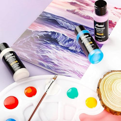 ABEIER Iridescent Acrylic Paint, Set of 18 Chameleon Colors, 2 oz/60ml Bottles, Color-shifting, Non-Toxic, High Viscosity, Blendable, Paints on Rocks Crafts Canvas Wood, Fabric, Ceramic & Stone - color: 18 Colors