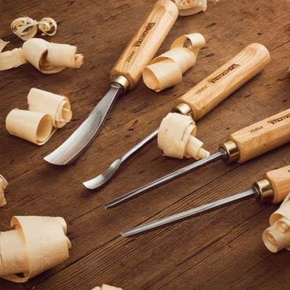 12-Pieces Woodworking Wood Carving Tools Chisel Set with Canvas Bag, Razor Sharp CR-V 60 Steel Blades - size: 12-Pieces with Ash Handle