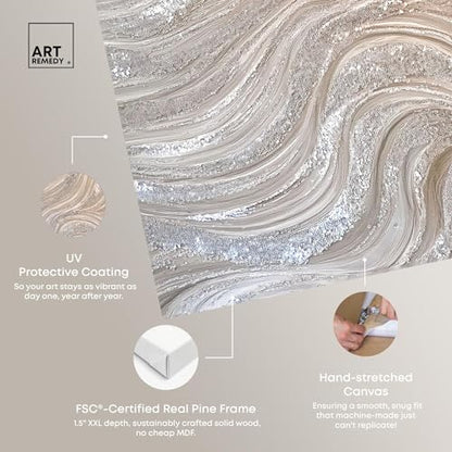 Art Remedy Silver Waves Set Canvas Set of 2 Earth Tone Abstract, Gallery Wrapped, 20 x 20 - color: Gallery Wrapped, size: 20" x 20"