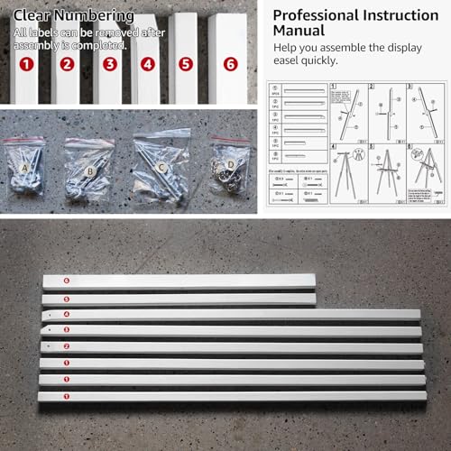 NianFeng Wooden Easel Stand for Sign, Easel Display Stand Floor for Wedding Sign with Adjustable Tray, 63-Inch, Tripod A-Frame Poster Light Duty, Welcome, Art Show & Baby Shower (White) - color: White