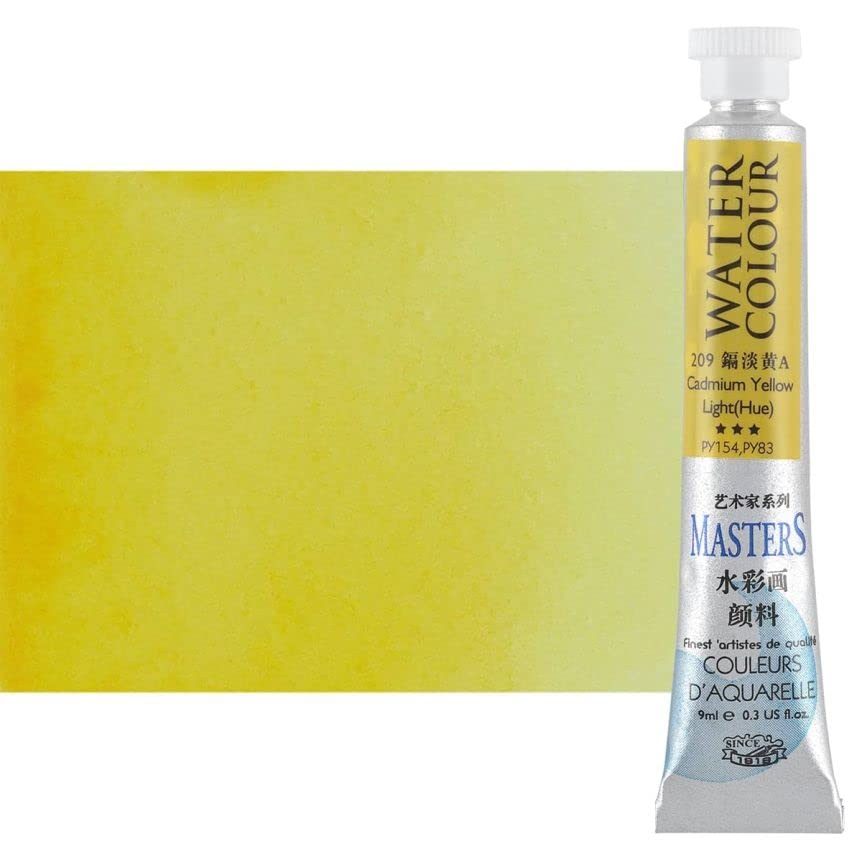 Marie's Masters Quality Watercolor Paint - Cadmium Yellow Light Hue, 9 mL - Concentrated Color, Pure Pigments, High Lightfastness Ratings - color: Cadmium Yellow Light Hue