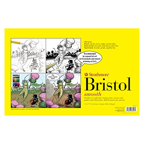 Strathmore 300 Series 11" x 17" Tape Bound Bristol Sketch Pad, 24 Sheets/Pad (STTP3421703)