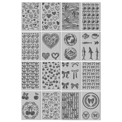 16 Sheets 16 Styles Mixed Textures Polymer Clay Texture Mat Bows Clay Modeling Pattern Pad Waves Texture Sheets for Making Earrings Jewerly Tools, 4×2.6 inch - style: Bow Pattern