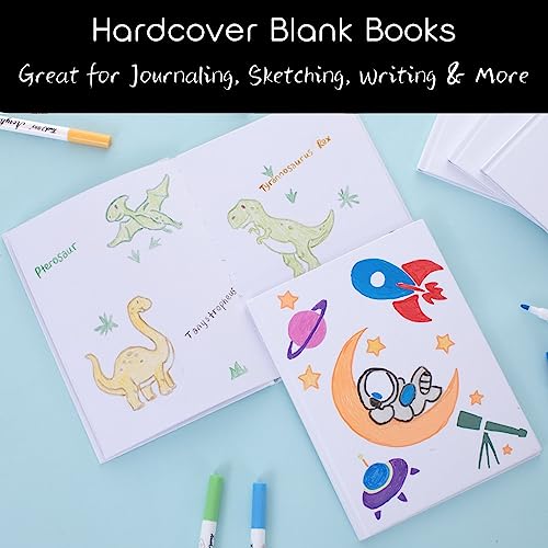 6 Pack Hardcover Blank Book,6x8 Inch Unlined Sketchbook Journal - 18 Sheets/36 Pages Each, Bulk Pack of White Hardcover Blank Books for Writing, Drawing Make Your Own Book, Multi-Purpose for Students & Adults - size: 6x8 inch