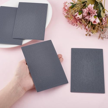 HOBBIESAY 4pcs Polymer Clay Texture Sheets Set Texture Sheets Polymer Clay Works with Polymer Clay Cutter Effect as Polymer Clay Texture Roller Plaid Stripe for DIY Clay Making