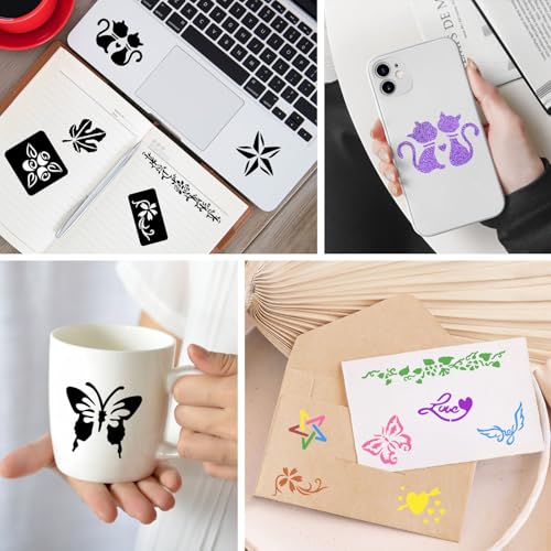 12 Temporary Tattoo Stencils,142 PCS Henna Stencils Reusable Tattoo Stencils for Face Body Art Painting for Women Men Adults Kids - color: 12 sheets, 142 pcs