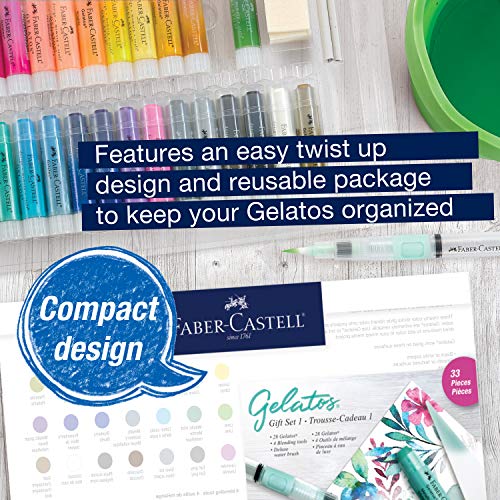 Faber-Castell Gelatos Gift Set: 28 Watercolor Gel Crayons and Art Supplies for Painting, Drawing & Journaling, Versatile Art Pigment Crayons, Gel Sticks for Mixed Media - style: Original Gift Set