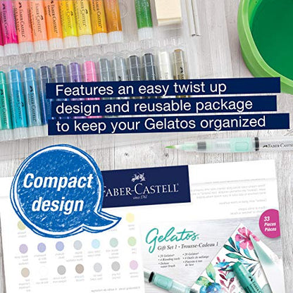 Faber-Castell Gelatos Gift Set: 28 Watercolor Gel Crayons and Art Supplies for Painting, Drawing & Journaling, Versatile Art Pigment Crayons, Gel Sticks for Mixed Media - style: Original Gift Set