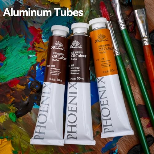 PHOENIX Studio Oil Paint Set - 20 Classic Colors x 50ml / 1.69 Fl oz. - Professional Oil Based Art Paints for Painting - color: 20 Colors - B