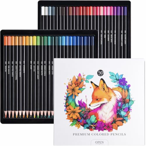 50 Count Colored Pencils for Adult Coloring Books, Coloring Pencil Set for Adults, Soft Core Drawing Pencils for Sketching, Blending, Layering & Shading, Art Supplies for Artists - color: 50PCS