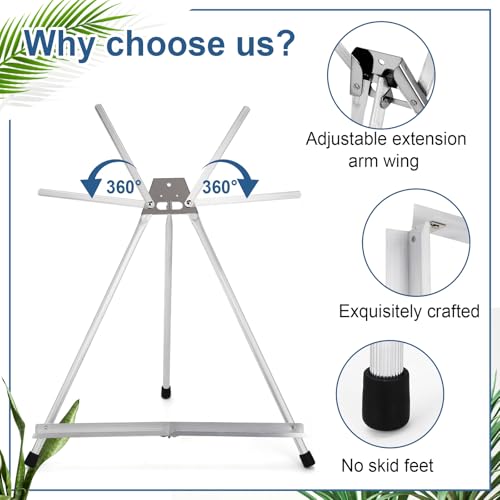 Zonon 6 Pcs Aluminum 15'' to 21'' Tabletop Display Easel for Painting Adjustable Folding Table Stand with Extension Arms Rubber Feet for Whiteboard Canvas Poster Sign Picture Artist(Silver) - color: Silver