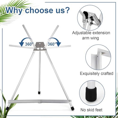 Zonon 6 Pcs Aluminum 15'' to 21'' Tabletop Display Easel for Painting Adjustable Folding Table Stand with Extension Arms Rubber Feet for Whiteboard Canvas Poster Sign Picture Artist(Silver) - color: Silver