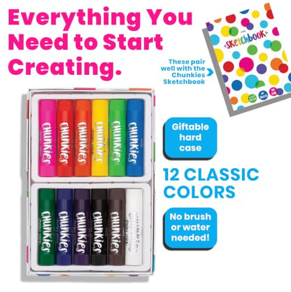 Ooly Chunkies 12 Mess Free Paint Sticks For Kids, Tempera Paint Sticks Kid Safe Colors, No Mess Quick Drying Art Supplies for Toddlers and Kids - color: Classic Extended
