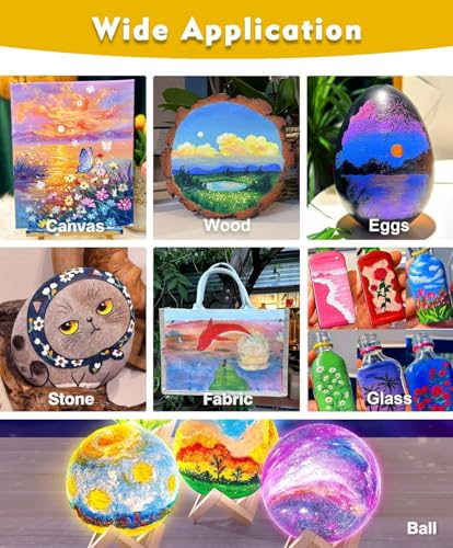 Colorful Acrylic Painting Kit | 64 Piece Painting Set with Walnut Easel, 24 Colors Acrylic Paint, Canvas, Palette, Brushes, Apron and Sleeve Set | Art Painting Supplies Kit - color: 64PCS+24Colors/12 ml