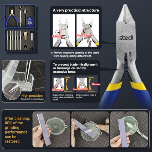 stedi Model Tools Kit for Beginners 14 PCS, Modeler Professional Basic Tools Craft Set Hobby Making Tools for Gundam, Miniature Military Model, 3D Resin Parts - style: Model Tool Basic Kit