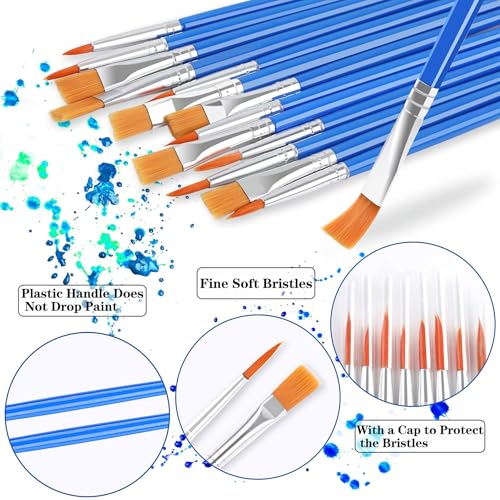 60 Pcs Paint Brushes,Round Flat Small Brush Bulk for Detail Painting - style: MIX(30Flat +30Round)