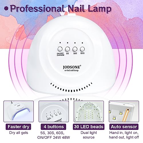 JODSONE 36 Pieces Gel Nail Polish Set U V Light Nail Drill Beginner Set Glossy Surface Easy To Apply Matte Texture All-In-One Manicure Kit - color: 32KIT 1G 01-A 107P