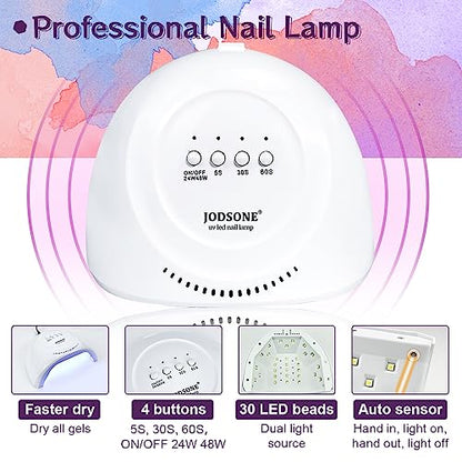 JODSONE 36 Pieces Gel Nail Polish Set U V Light Nail Drill Beginner Set Glossy Surface Easy To Apply Matte Texture All-In-One Manicure Kit - color: 32KIT 1G 01-A 107P