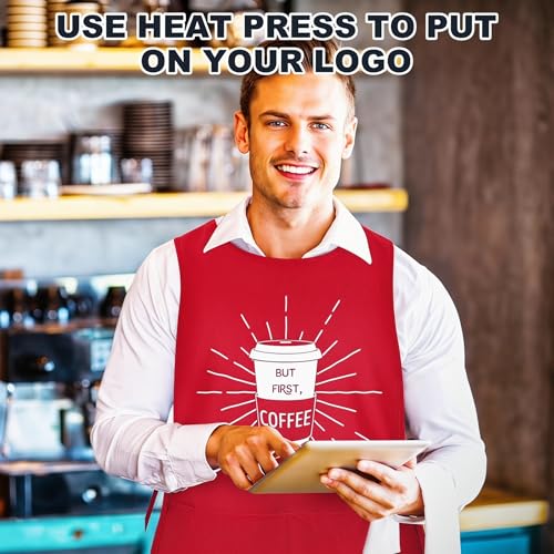 TFTAFAN Cobbler Apron Unisex Waterproof Apron with 2 Deep Pockets Art Smock for Painting Cleaning Artiest Apron work kitchen - color: Red