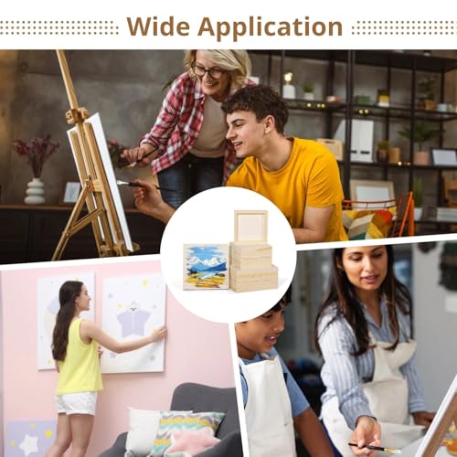 12 Piece Cradled Wooden Panels Set, 2 Sizes of Pine Wood Art Boards for Painting with Watercolors, Oils, and Acrylics