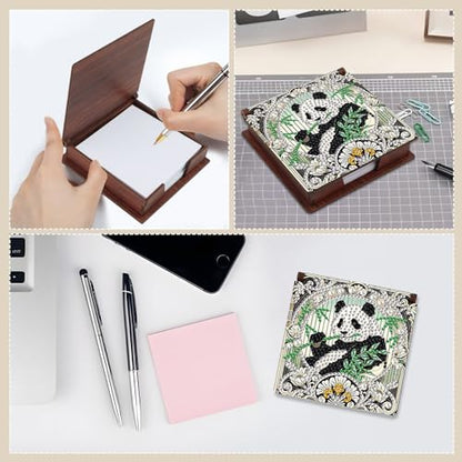 Diamond Painting Kit memo Box, Diamonds Art DIY Panda Patterns Sticky Note Box Special Shape Drill, with 160 Sticky Note, Ideal for Home Office Supplies, Handicrafts, Holiday Gifts - color: Panda