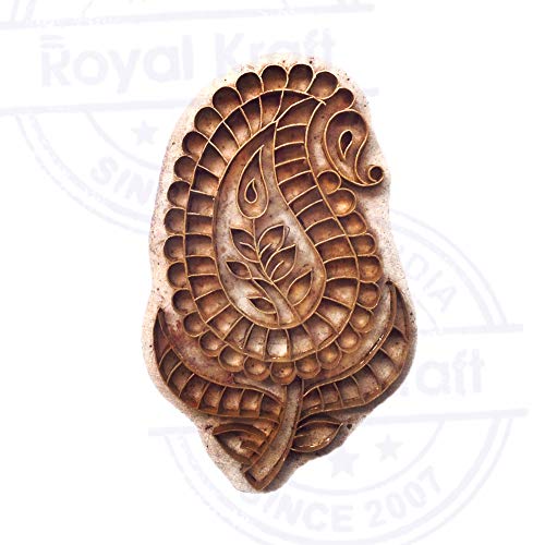 Crafty Printing Block Brass Paisley Shapes Wood Pottery Stamp - size: BSCtag003