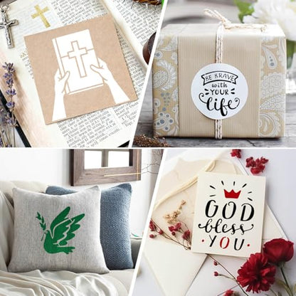 64 Pieces Small Bible Verse Stencils for Painting on Wood, 3 Inch Reusable Christian Stencil for Crafts, Plastic Motivational Quotes Word Template for Wall Rock Sign Canvas Home Decor(Bible) - style: Bible