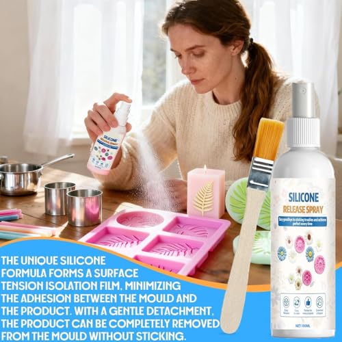 Silicone Release Spray – Epoxy Mold Demolding Agent, Smooth Separation Formula | Free Protection for Resin Candle DIY Mold Making