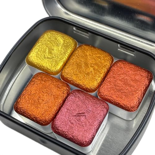 IUILE Handmade Watercolor Paints - Bronze Half Pan Set (5 colors) - color: Bronze