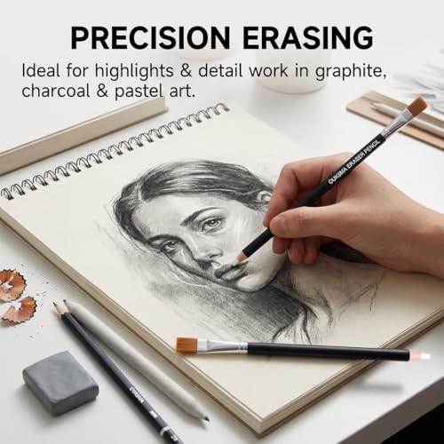 Eraser Pencil Set with Brush and Sharpener, Precision Detail Erasers for Sketching, Drawing, Highlights, Texture Shaping, Art Supplies (10 Eraser Pencils + 4 Sharpeners) - style: 10 Eraser Pencils + 4 Sharpeners
