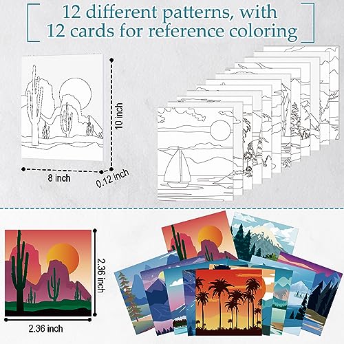 Ctosree 12 Sets Pre Drawn Canvas Kit for Painting Adults Sip and Paint Kit Art Pre Printed Canvas Bulk for Adult Date Night, Art Party & Holiday Gift(Landscape,8 x 10 in) - size: 8 x 10 in, style: Landscape