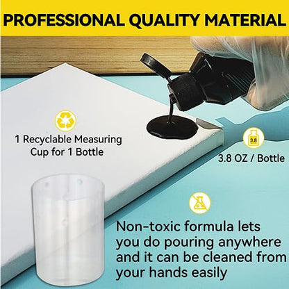 OPHIR Total 22.8OZ Acrylic Pour Paint Set, 3 Black and 3 White Premixed Acrylic Pouring Paint Supplies for Canvas, Rocks, Wood, Glass, Paper, Crafts, Water Based Ready to Pour White or Black Paints - color: 3 Black & 3 White Set