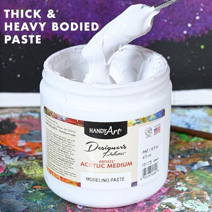 Handy Art Modeling Paste, 16 oz, Opaque White Finish, 3D Texture & Impasto | Creates Sculptural Texture & Impasto Effects, Artist Quality Medium Dries Hard, Sandable, Safe & AP Non-Toxic, Made in USA - color: Modeling Paste, size: 16 Fl Oz