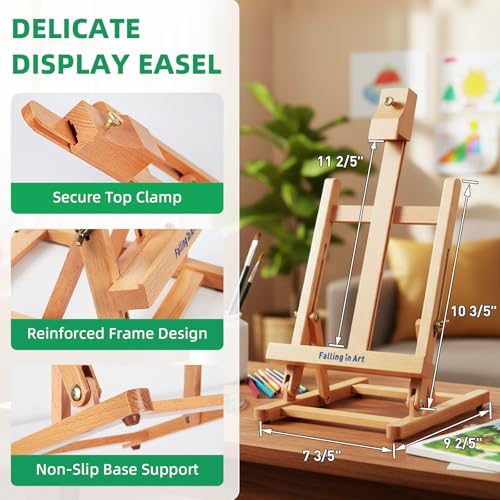 Falling in Art 52Pcs Acrylic Paint Set with Table Easel, Art Painting Kit with Acrylic Paints, Canvas Panels, Paintbrushes, Canvas Supplies Kit for Kids, Adults, Beginners, and Artists, Green - color: Green