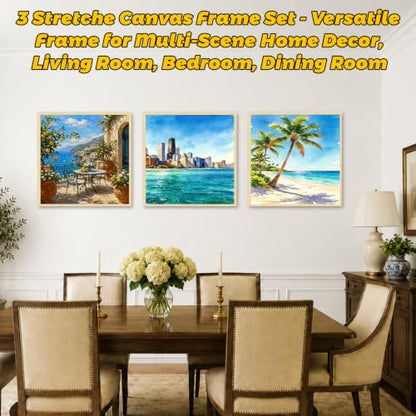 3 Pack 12 x 12 inch Floater Frame Canvas –Gallery Wrapped Canvas Set with Cotton-Linen Blend (400 GSM), 15 oz Acid-Free, Warp Resistant, Strong Three-dimensionality, Ready to Hang for Oil and Acrylic - size: 3pk - 12x12"
